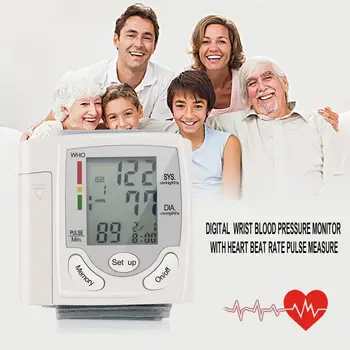 Presiunii sanguine Metru Monitoriza Rata de Inima Puls Portabil Metru de Sănătate Măsura Convenabil de a Transporta Automat Digital LCD Manșetă Încheietura mâinii
