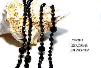 Pret de fabrica Elegant 130cm lung negru geam cristal colier moda bijuterii transport gratuit