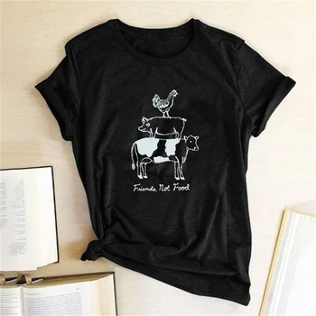 Prieteni, Nu Mâncare de Imprimare T-shirt pentru femeie Tricou de Vară Drăguț Camasi pentru Femei Tricouri din Bumbac pentru Femei Harajuku Tee Camisetas Mujer