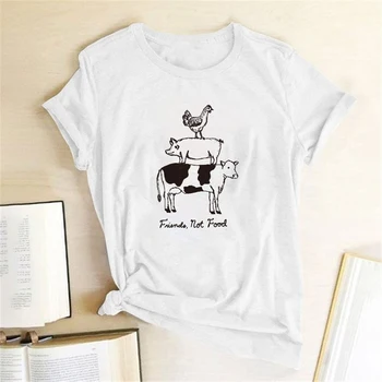 Prieteni, Nu Mâncare de Imprimare T-shirt pentru femeie Tricou de Vară Drăguț Camasi pentru Femei Tricouri din Bumbac pentru Femei Harajuku Tee Camisetas Mujer