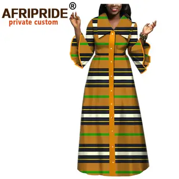 Primavara si toamna africane maxi rochie pentru femei AFRIPRIDE adaptate complet refracție etaj lungime maneca femei rochie de bumbac A1825084