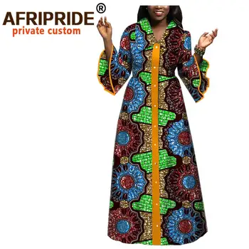 Primavara si toamna africane maxi rochie pentru femei AFRIPRIDE adaptate complet refracție etaj lungime maneca femei rochie de bumbac A1825084