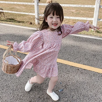 Primavara Toamna Anului Nou Haine Copii Toddler Girls Dress Stil Coreean Fetita Dulce Cu Mâneci Lungi Florale Rochie De Îmbrăcăminte Pentru Copii