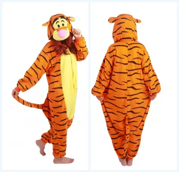 Primavara Toamna Broasca Pijamale Adulti Unisex Cosplay Costum Jumper Tigru, Câine Pisică Câine Oaie Lup pijamale Animal Onesie pijamale