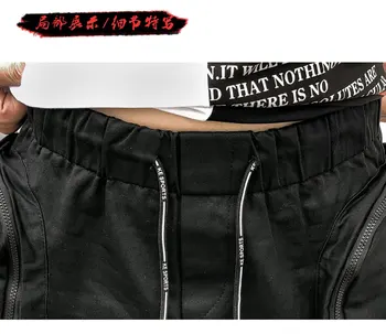 Primavara Toamna Hip hop Joggeri Cargo pantaloni harem de bărbați Mult buzunare Mari Fermoare Alb Negru