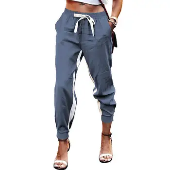 Primavara Toamna Side Stripe Casual General Pentru Femei Pantaloni De Moda Dantelă-Up Liber Sweatpant Elegant Pantaloni Jogger Doamna Pocket Pant