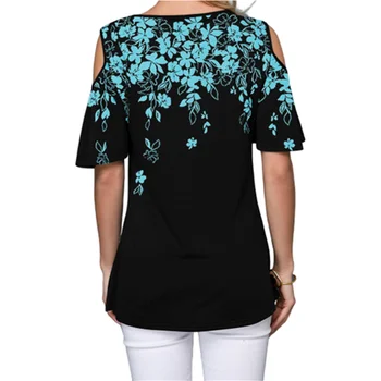Print Floral Scurt Tricouri Femei O-Gât Noua Moda Tricou Marime Mare pentru Femei de Îmbrăcăminte S-5XL Femei Top Tricouri Transport Gratuit