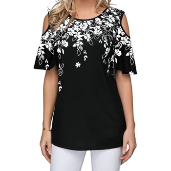 Print Floral Scurt Tricouri Femei O-Gât Noua Moda Tricou Marime Mare pentru Femei de Îmbrăcăminte S-5XL Femei Top Tricouri Transport Gratuit