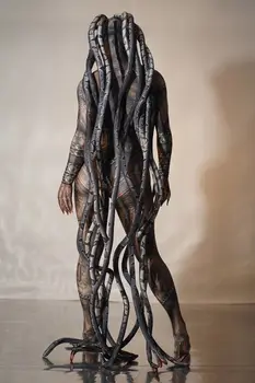 Print străin șarpe costume cosplay costum petrecere Cool oameni Medusa Siamezi bodysuit spectacol de teatru catwalk model petrecere de Halloween, eveniment