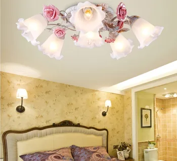 Printesa LED Plafon candelabru Floare Albă de Lumină Plafon pentru sufragerie, camera de zi dormitor Fete de Sticlă Umbra Hotel Lampa D71