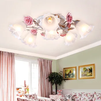Printesa LED Plafon candelabru Floare Albă de Lumină Plafon pentru sufragerie, camera de zi dormitor Fete de Sticlă Umbra Hotel Lampa D71