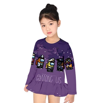 Printre Noi Fete Dress Shirt pentru Copii Joc de Crăciun Cosplay Tricou pentru Copii Imprimate 3D 2-12T Costum