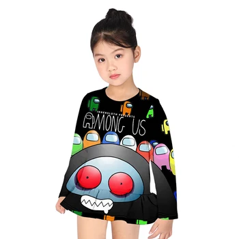 Printre Noi Fete Dress Shirt pentru Copii Joc de Crăciun Cosplay Tricou pentru Copii Imprimate 3D 2-12T Costum