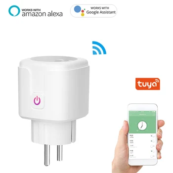 Priză Inteligent WiFi, WiFi Plug UE Wireless Remote Control Vocal Energie Monitor de Ieșire Timer pentru Alexa Google Casa Tuya Hub