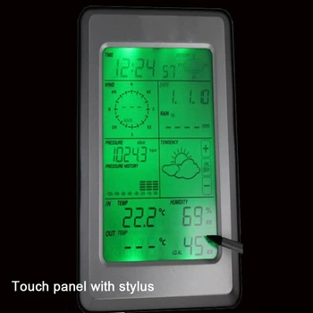 Pro Wireless Stație Meteo w/ PC interface, Touch Panel w/ senzor Solar Higrometru Umiditate, Ploaie Presiune a Vântului de Date pentru PC Solare