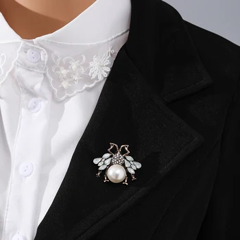 Produs nou, retro moda doamnelor perla de albine brosa stras de cristal insecte brosa bijuterii
