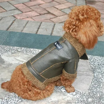 Produse pentru animale de companie Toamna Iarna Cald Stilul Punk din Piele PU Fleece Câine Îmbrăcăminte Paltoane S M L XL Trei Culori Opțional