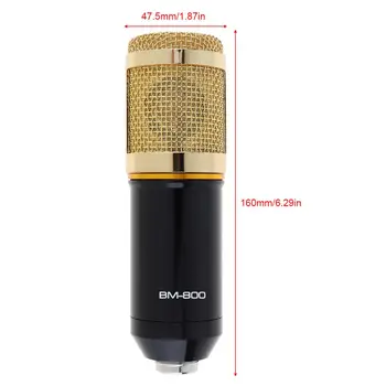 Profesionale BM-800 Condensator Microfon de Studio Dublu-strat Elastic cu Ochiuri Placat cu Aur si 3.5 mm cu Fir pentru Scena si Accesorii