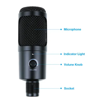 Profesionale USB Microfon Condensator de Studio de Înregistrare Microfoane PC Cu Suport Pentru Video de pe YouTube Skype Discuția Joc Podcast