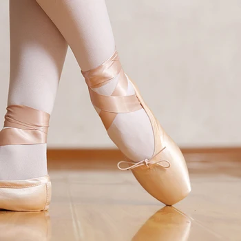 Profesionist De Balet, Pantofi Pointe Satin Confortabil Fata De Doamna Balerina Greu Jos Instruire Curea Pantofi De Dans
