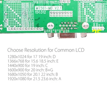 Program gratuit verison MT561-MD VGA+DC General LVDS LCD Driver de Placa pentru 10-42 inch LCD Monitor Panou cu 5 buton cheie și Putere