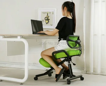 Proiectat ergonomic Genunchi Scaun din Piele Negru Scaun Cu Rotilă cu Spatele și se Ocupe de Birou Genunchi Scaun Ergonomic Postura