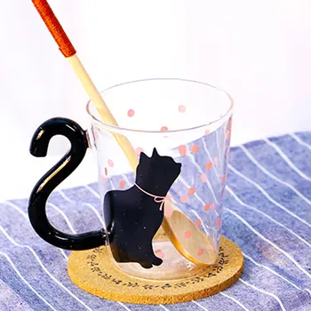 Promotii Creative Drăguț Pisica Kitty Cana De Sticlă Ceașcă Ceașcă De Ceai Lapte Cafea Ceasca De Muzică/Puncte/Cuvinte În Limba Engleză Biroul De Acasă Cupa