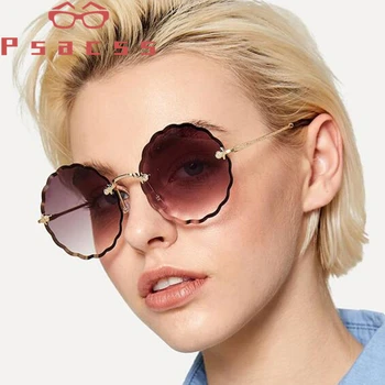 Psacss 2019 Rotund ochelari de Soare Pentru Femei Vintage Ocean Lentile de lux de Brand Designer de sex Feminin de Ochelari de Soare oculos de sol feminino UV400