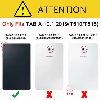 Pu Piele Caz pentru Samsung Galaxy Tab UN 2019 SM-T510 SM-T515 T510 T515 husa Stand Caz pentru Un Tab 10.1
