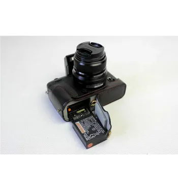 PU Piele Sac de aparat de Fotografiat Caz Pentru Fujifilm FUJI XE3 X-E3 Baterie Deschidere Jumătate Capac Corp de Culoare Negru, Maro