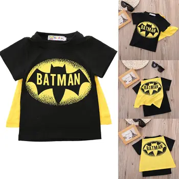 Pudcoco Boys T-Shirt 2Y-7Y Copii Baieti Desene animate Cosplay Bat Capul T-Shirt din Bumbac cu maneci Scurte Topuri