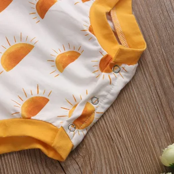 Pudcoco Băiețel Nou-Născut Bodysuit Copil Curcubeu Soare Imprimare Babygrow 2020 Nou Haine De Vară Fără Mâneci