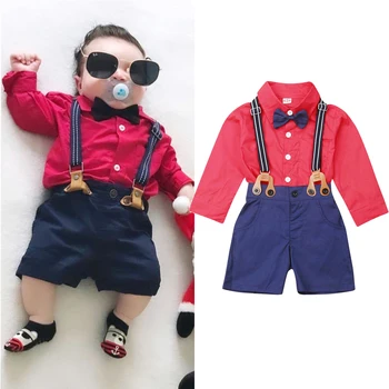 Pudcoco Copil Baby Boy Clothes 2 buc Domn Set Tricou cu Maneci Lungi, Topuri, Salopete, pantaloni Scurți Haine Casual Haine