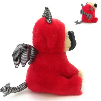 Pug adorabil Animal de Pluș Îmbrăcat în Costum de Diavol | Pluș Moale Catelus cu Demon Tinuta | Jucărie Amuzant pentru Copii Iubitori de Pepinieră