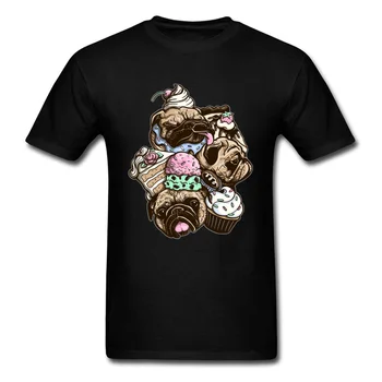 Pug-ii Deserturi Tricouri Barbati Tricouri Unice de Desene animate Haine de Designer Adult Vara T-shirt Câine de Companie Cupa Tort Amuzant Top Tricou