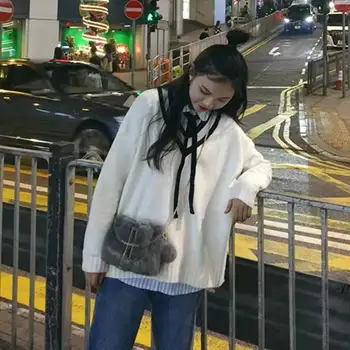 Pulovere Femei V-neck Tricotaje Pierde Trendy Harajuku Pulover Student Stil Preppy Uza de zi cu Zi Simplu Minunat Nou Femei Cald