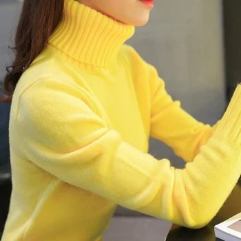 Pulovere tricotate Pulovere Guler Maneca Lunga Culoare Solidă Slim Elastice Scurte Pulover Femei 2020 Nou Toamna iarna Femei