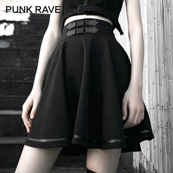 PUNK RAVE Fata PunkGrunge Culoare Solidă de Înaltă Talie O-linie Fuste Femei Fusta Mini Sexy Streetwear