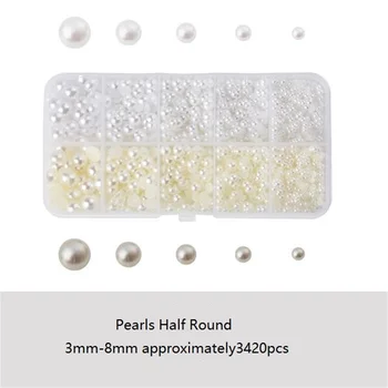 Pur alb Imitații de Perle Rotunde Jumătate Flatback Margele Pentru a Face Bijuterii Accesorii de Îmbrăcăminte Nail art Decor