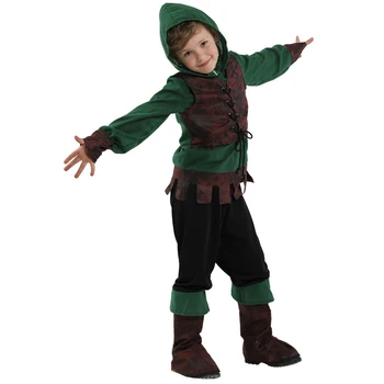 Purim Băiat Hunter Robin Hood Costum De Halloween Sheruood Pădure Vânător Erou Spectacol Pe Scena Cosplay Carnaval Rochie Elegantă De Petrecere