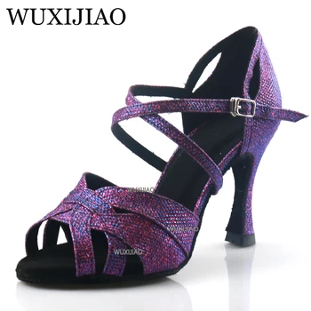 Purple star sclipici material pentru femei pantofi de dans latino salsa cizme Patty standard național de dans pantofi pentru femei pantofi