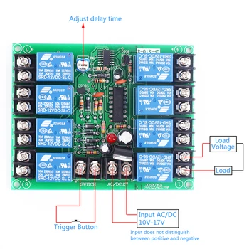 Puterea Dată Secvența de Bord 0.2-4 Reglabil Secvențială Modul Controler AC DC 12V 10A 8-Canal 8CH Audio Pentru KTV Etapa Lumina