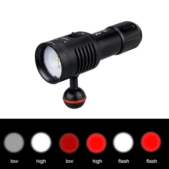 Puternic Lumeni Alb+Rosu culoare Lumina Scufundări lanterna LED-uri Lanterna Subacvatică 100M Camera Video de Fotografie Lampa pentru 18650