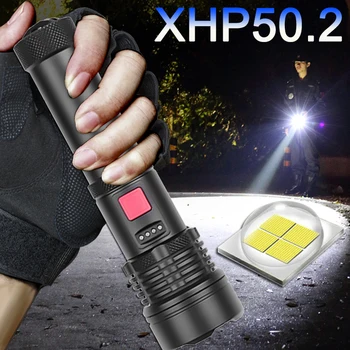 Puternic XHP50 Lanterna Led cu Zoom Lanterna Construit în 18650 USB Baterie Reîncărcabilă Lampă de Cap Greu Becuri Pentru Camping Biciclete Lumina