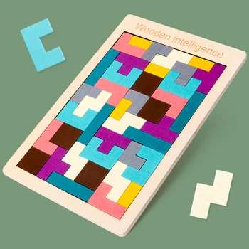 Puzzle-Uri Magice Tangram Copii Din Lemn Joc Distractiv De Învățământ Hobby-Uri Copilului De Puzzle Tetris Cu Cuburi Puzzle-Uri Pentru Copii Jucarii Pentru Copii