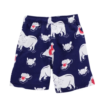 Puțin Maven Noi De Vară Pentru Copii Hipopotam Albastru Imprimate De Calitate Din Bumbac Tricotate Cordon Băieți Casual Elastic Talie Pantaloni Scurți