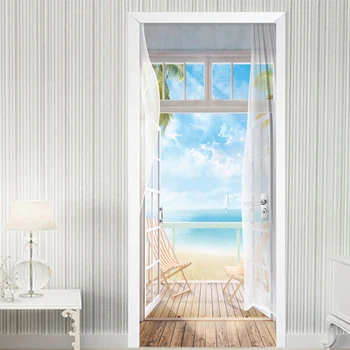 PVC autoadeziv rezistent la apa Usa Autocolant Moderne peisaj Marin în Afara Murală Tapet Living, Dormitor cu Usa Poster 3D Home Decor