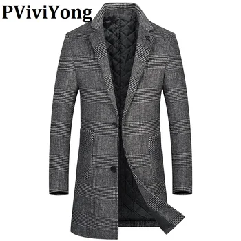 PViviYong 2020 new sosire de iarnă de înaltă calitate lână trenci ofițeresc bărbați, moda slim sacou carouri bărbați plus dimensiune M-5XL 2975