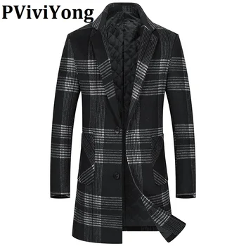 PViviYong 2020 new sosire de iarnă de înaltă calitate lână trenci ofițeresc bărbați, moda slim sacou carouri bărbați plus dimensiune M-5XL 2975