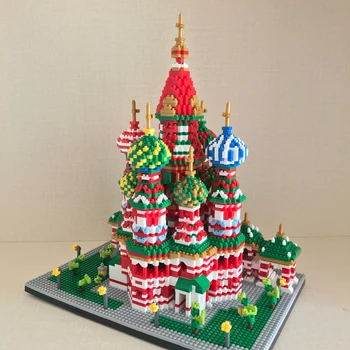 PZX Arhitectură Lume, Catedrala Sfântul Vasile din moscova Bisericii Model 3D DIY Mini Diamond Blocuri Caramizi de constructie de Jucarie pentru Copii fără Cutie